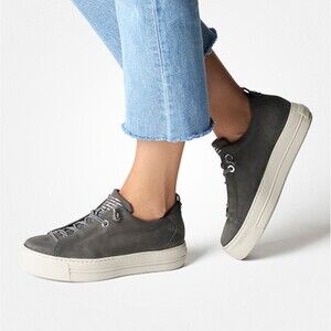 PAUL GREEN Faye Lace Up Platform Sneakers. Gray leather size 9